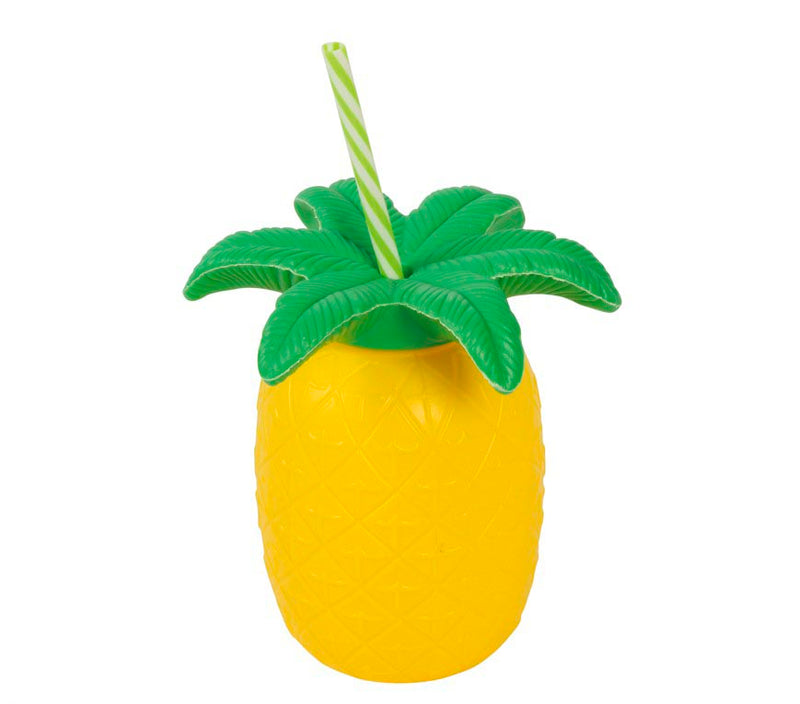 PINEAPPLE GLASS WITH STRAW 16 CMS.