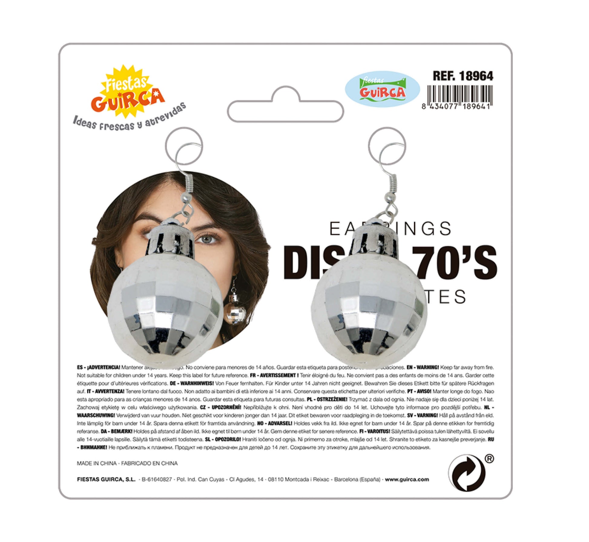 2 EARRINGS DISCO BALL '70s