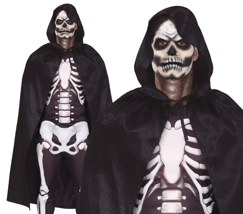 BLACK VELVET CAPE WITH HOOD 130 CM