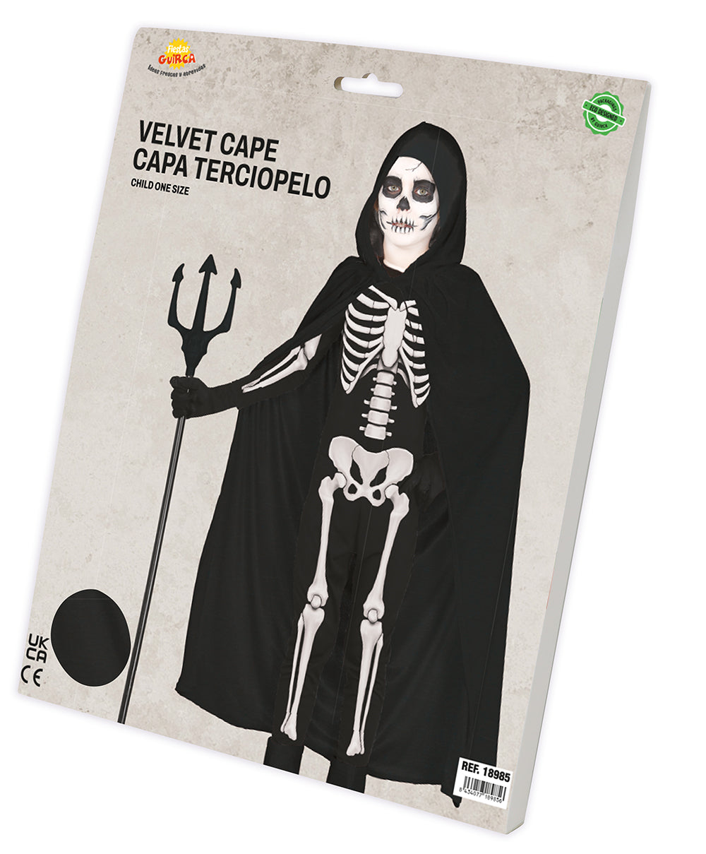 VELVET HOODED CAPE WITH HOOD, 100 CM