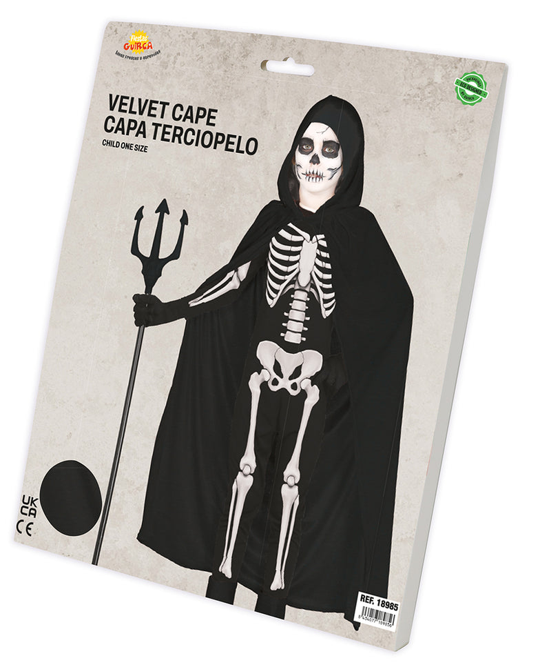 VELVET HOODED CAPE WITH HOOD, 100 CM