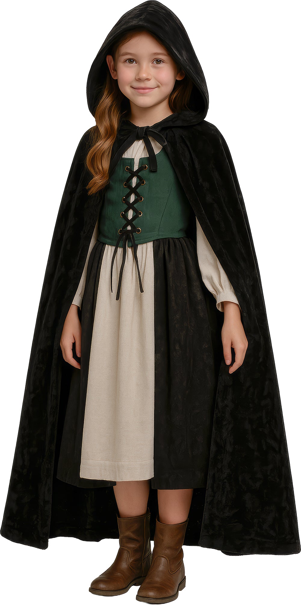 VELVET HOODED CAPE WITH HOOD, 100 CM