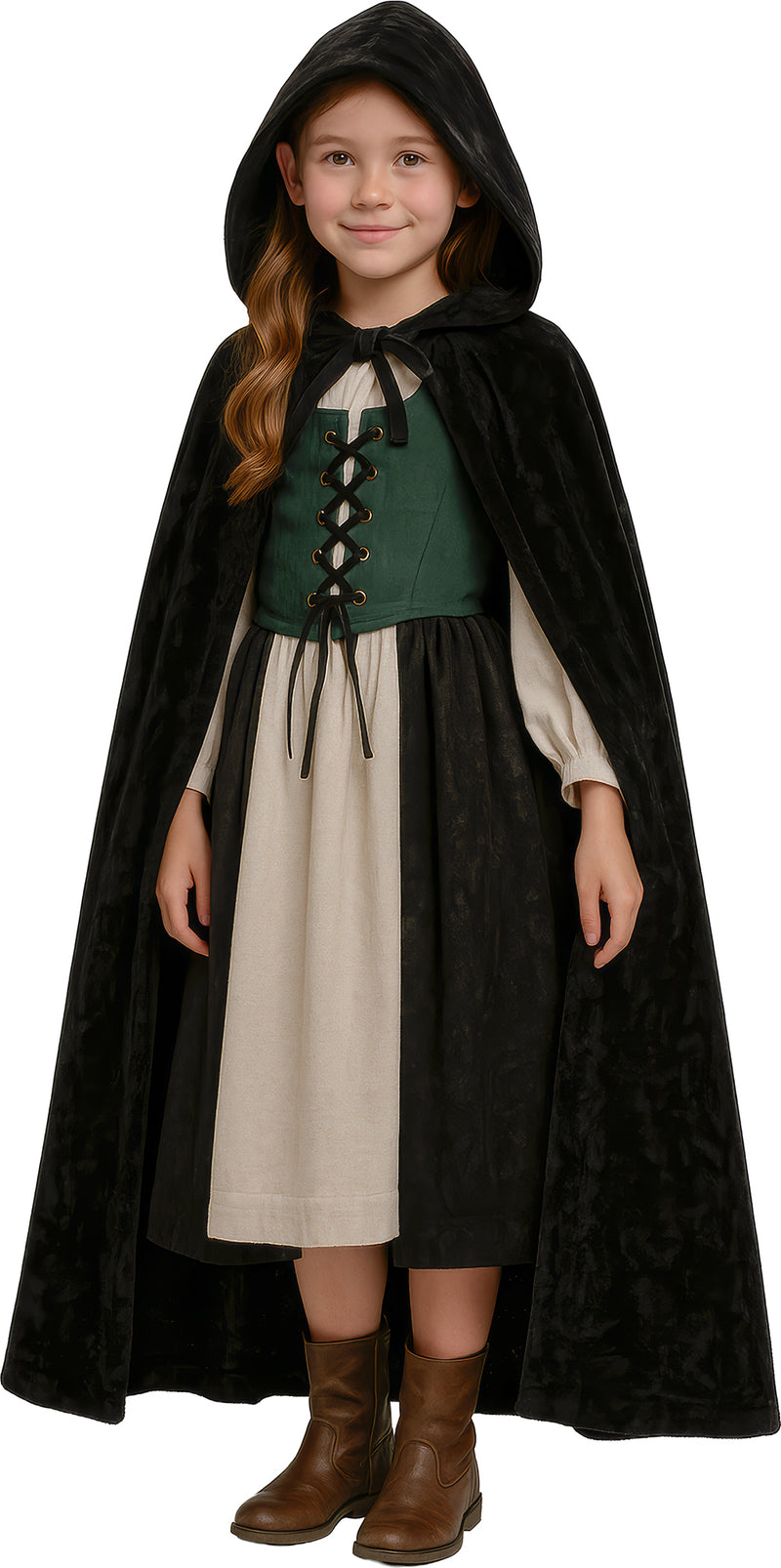 VELVET HOODED CAPE WITH HOOD, 100 CM