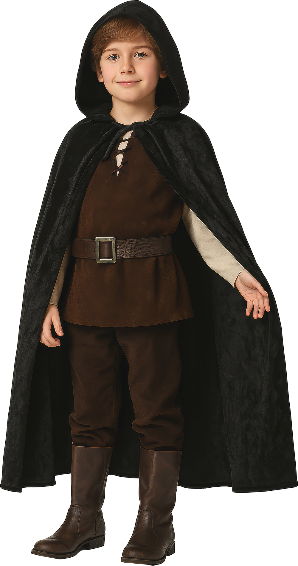 VELVET HOODED CAPE WITH HOOD, 100 CM