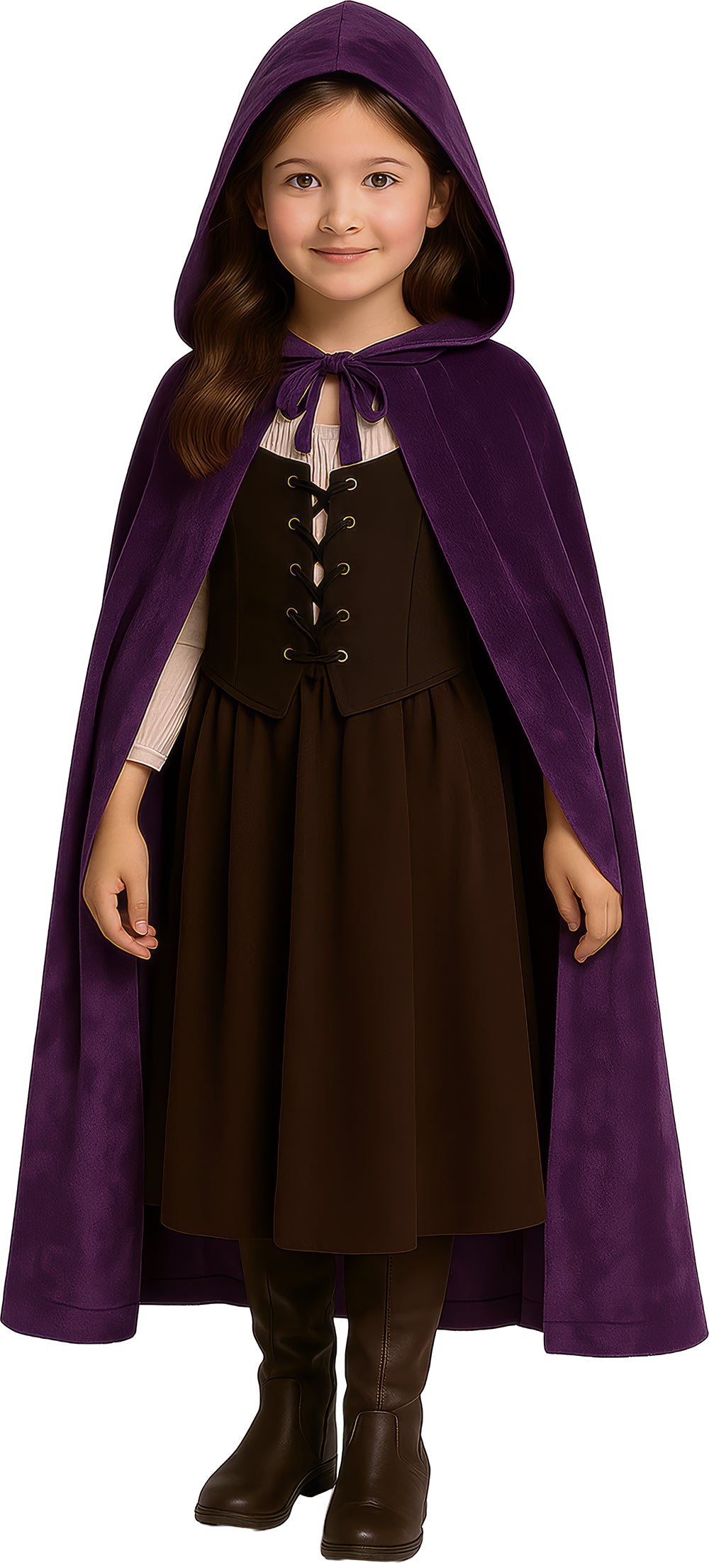 VELVET HOODED CAPE WITH HOOD, 100 CM