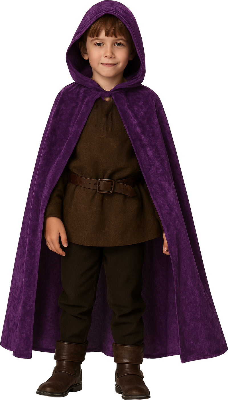 VELVET HOODED CAPE WITH HOOD, 100 CM