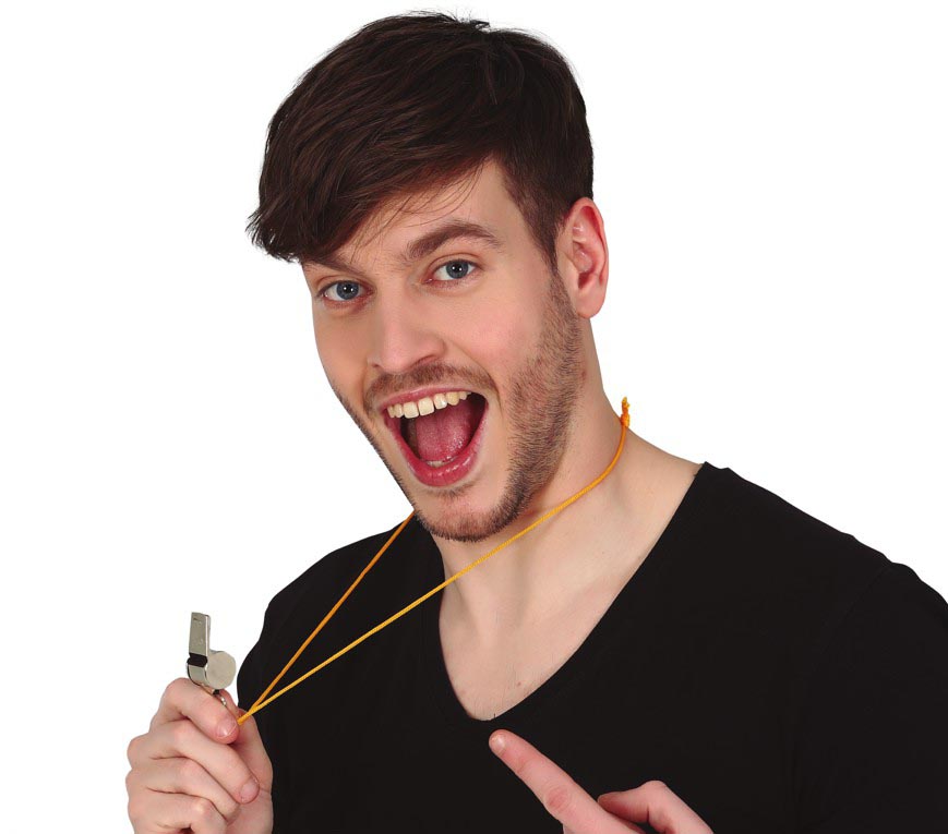 4 METAL WHISTLE WITH ROPE