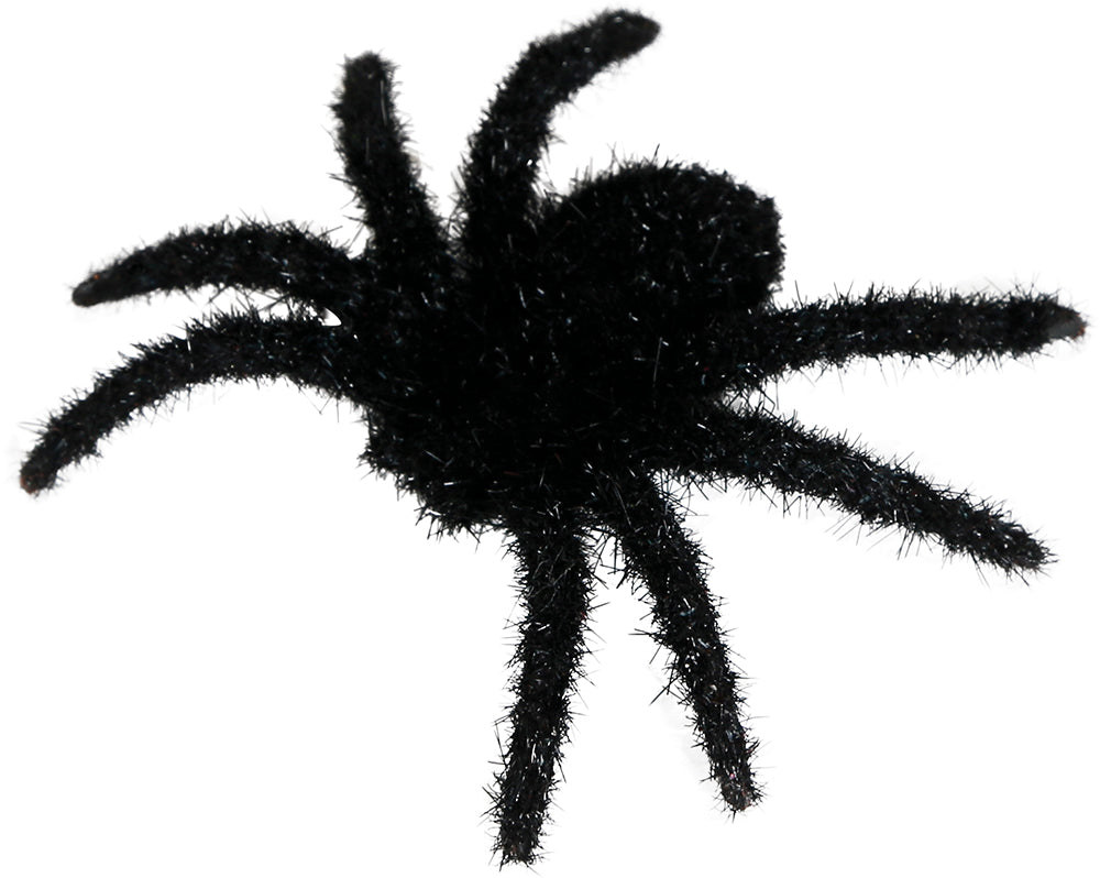 SET OF 6 HAIRY BLACK SPIDERS 6 CMS