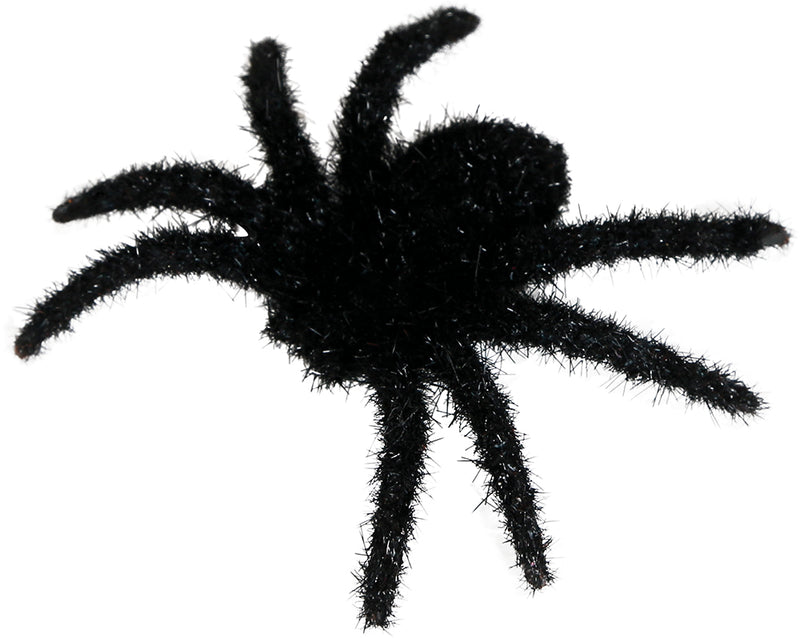 SET OF 6 HAIRY BLACK SPIDERS 6 CMS