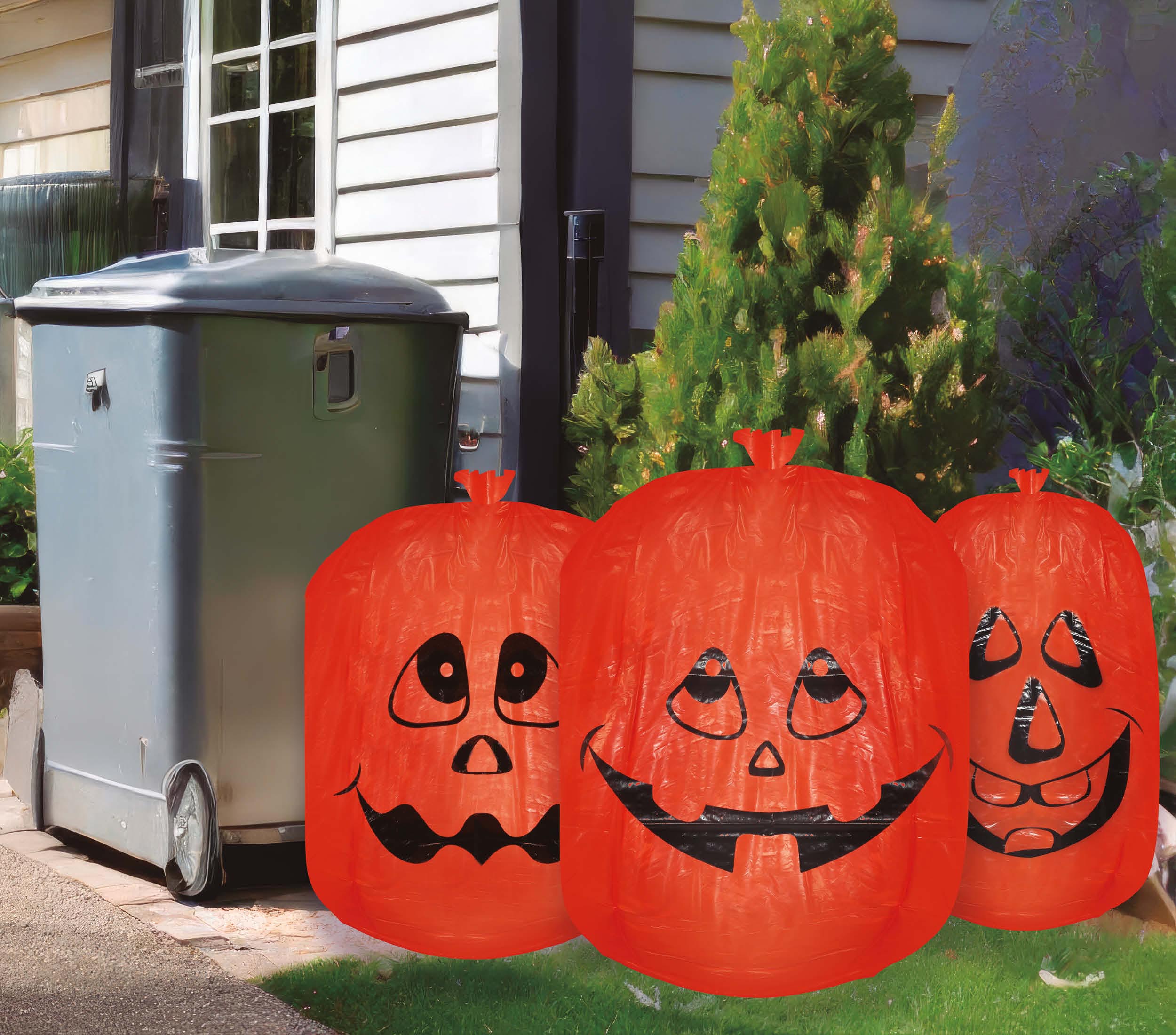 3 PUMPKIN DECO BAGS, 1X90X120, 2X60X90 CMS