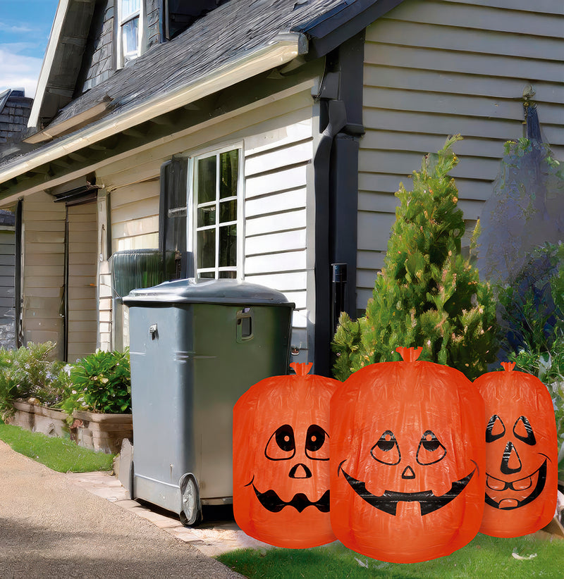 3 PUMPKIN DECO BAGS, 1X90X120, 2X60X90 CMS