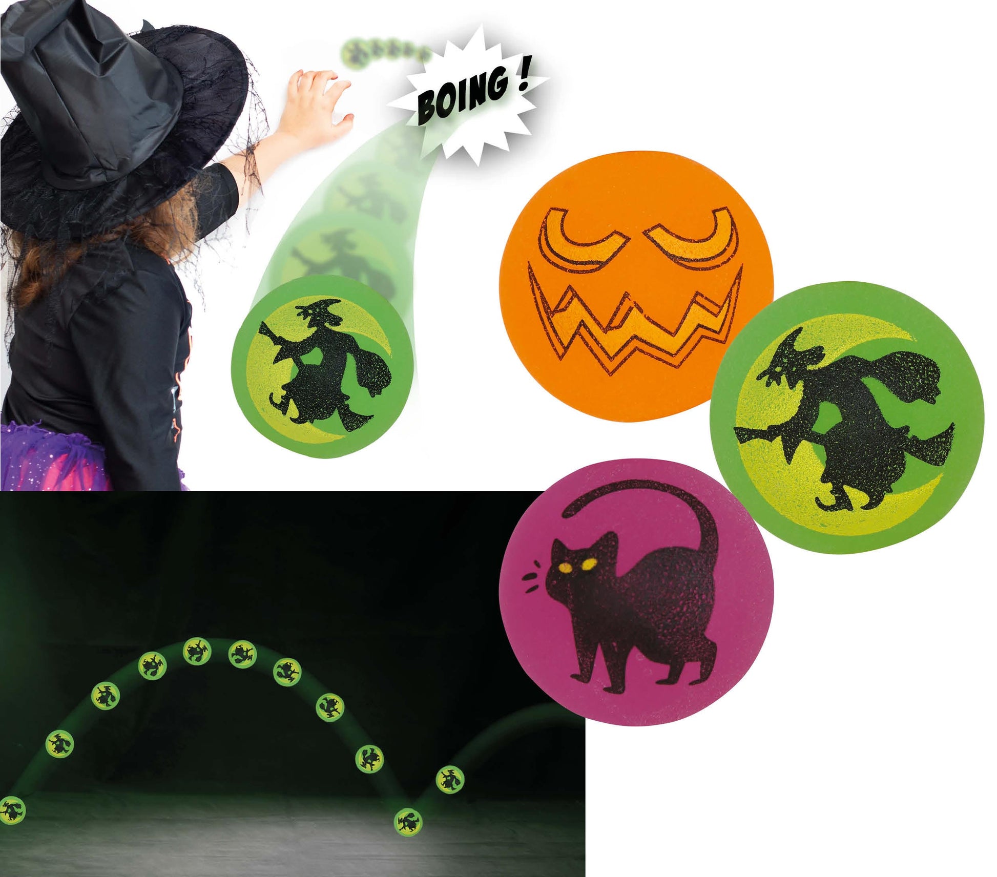 BAG 3 ASSORTED HALLOWEEN RUBBER BALLS 4.5 CM