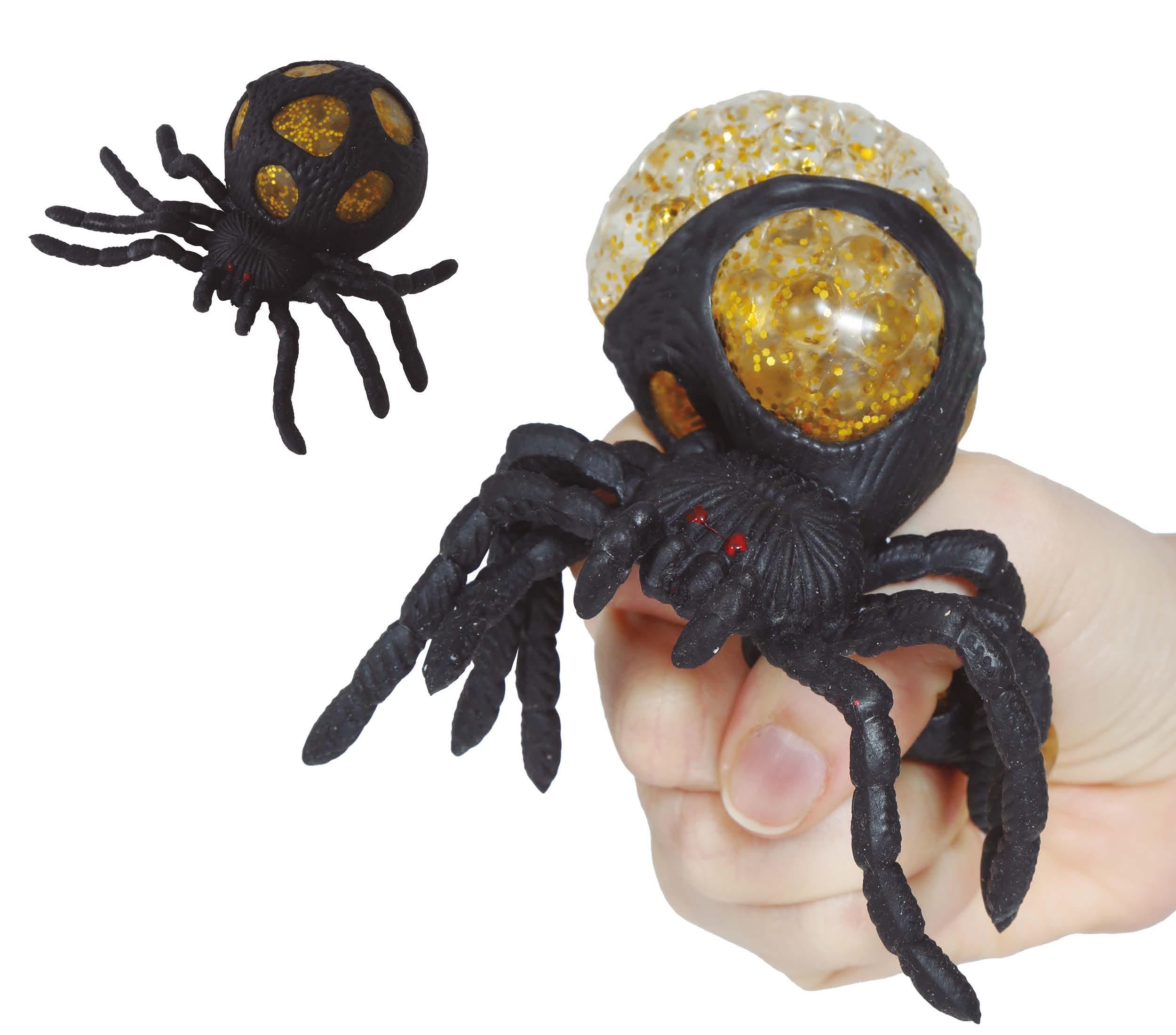 BOX OF 12 ELASTIC SPIDERS WITH EGGS 14X10 CMS