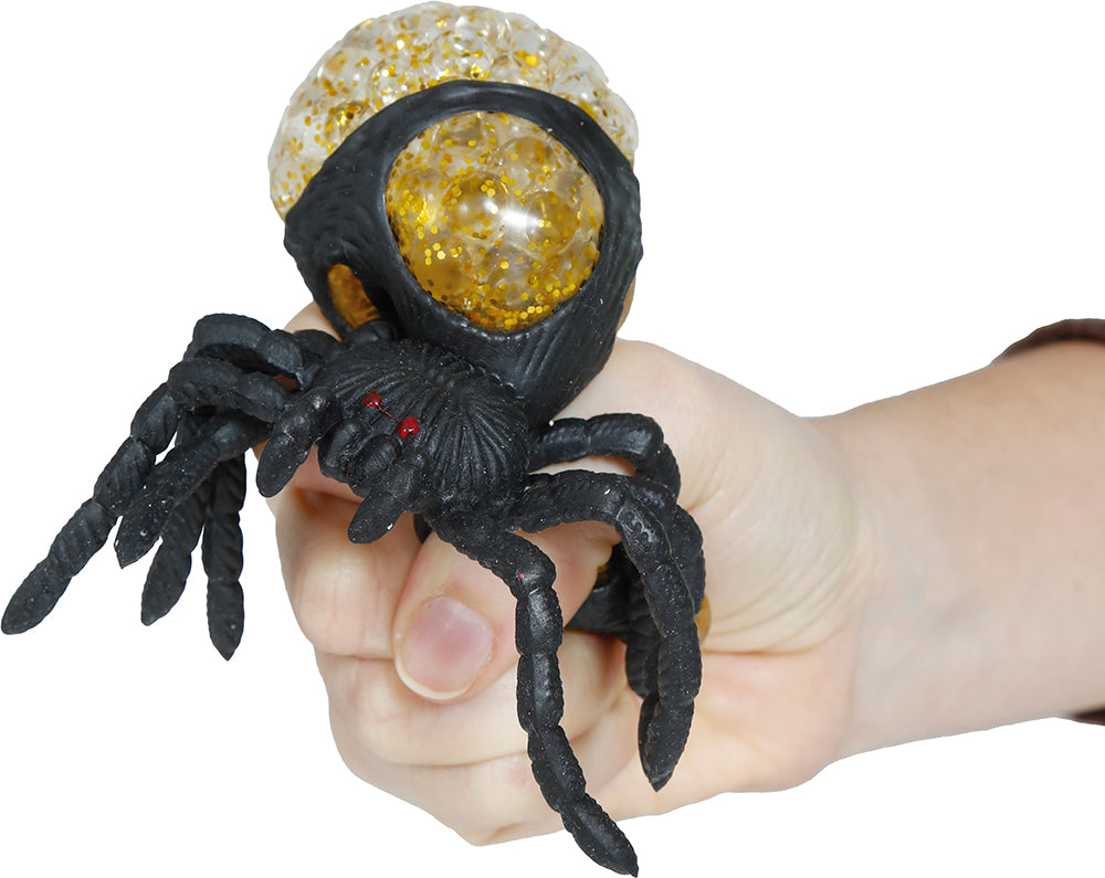 BOX OF 12 ELASTIC SPIDERS WITH EGGS 14X10 CMS