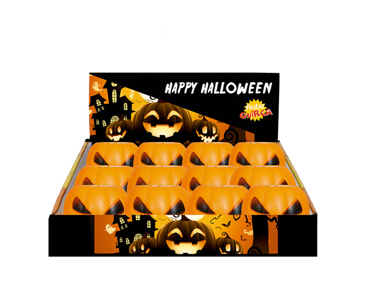 BOX OF 12 RUBBER PUMPKINS WITH GHOST 5 CMS