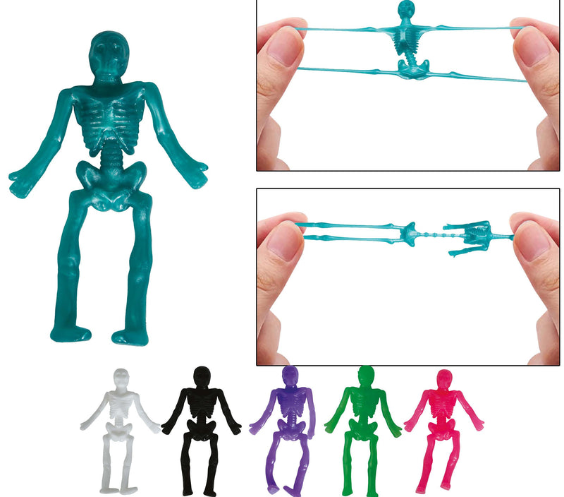BOX OF 24 STRETCH SKELETONS 10 CM