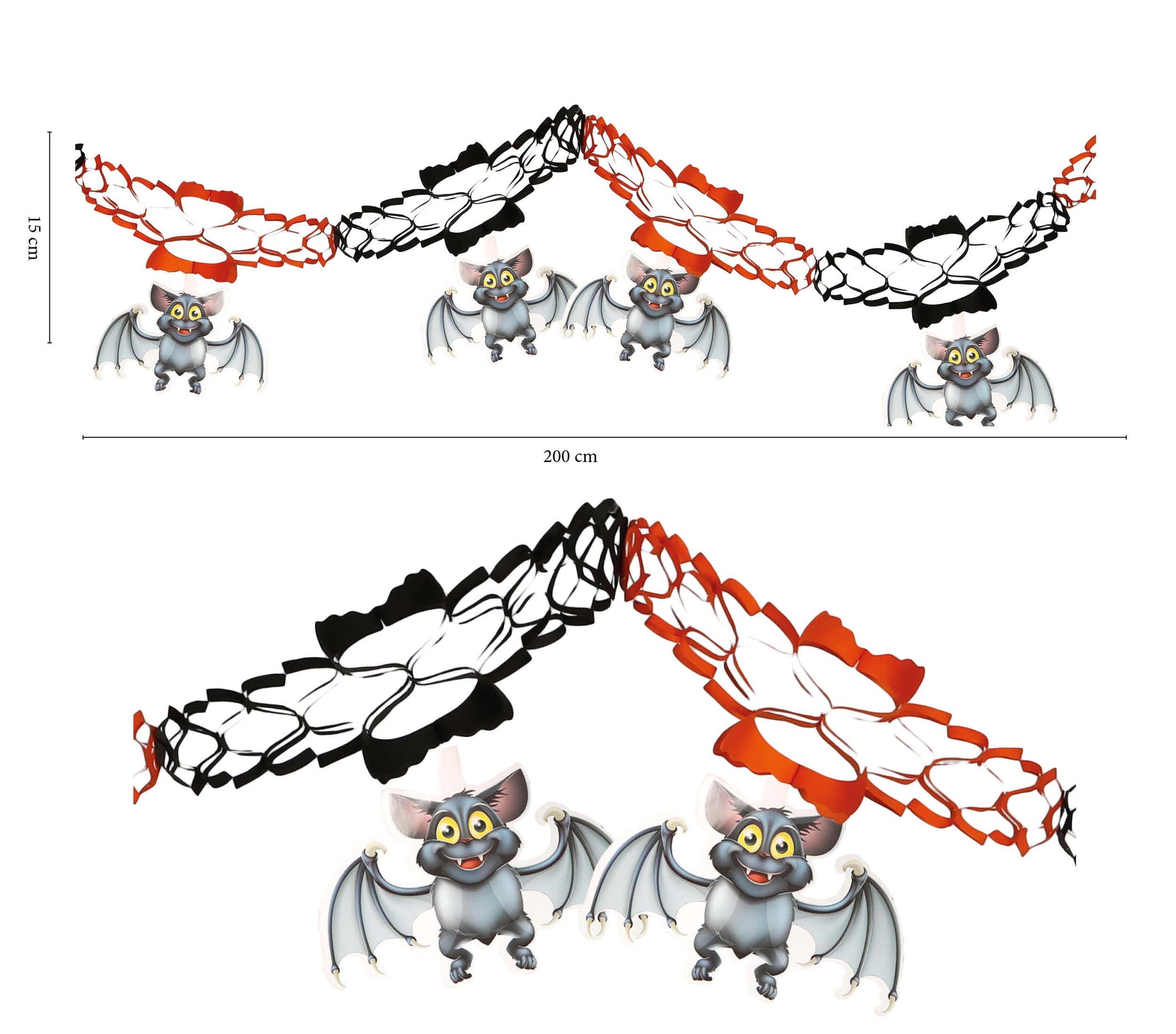 HALLOWEEN FANTASY GARLAND BAT, 15X20 CMS