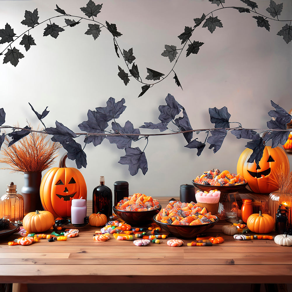 BLACK LEAVES GARLAND 180 CM