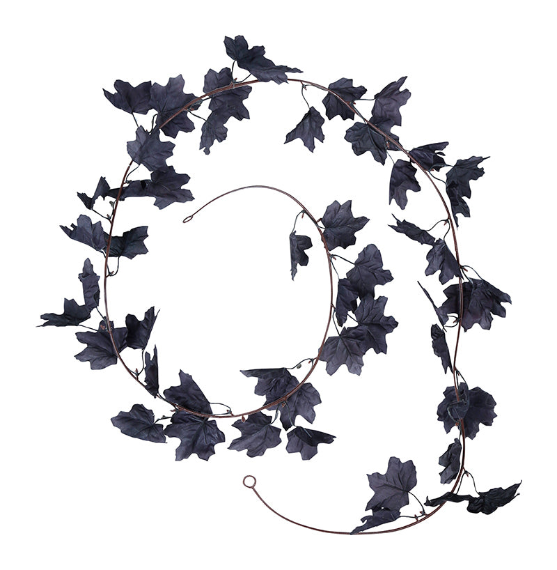 BLACK LEAVES GARLAND 180 CM