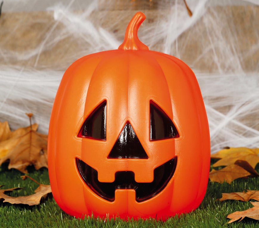 PUMPKIN WITH LIGHT, PLASTIC, 27 CMS
