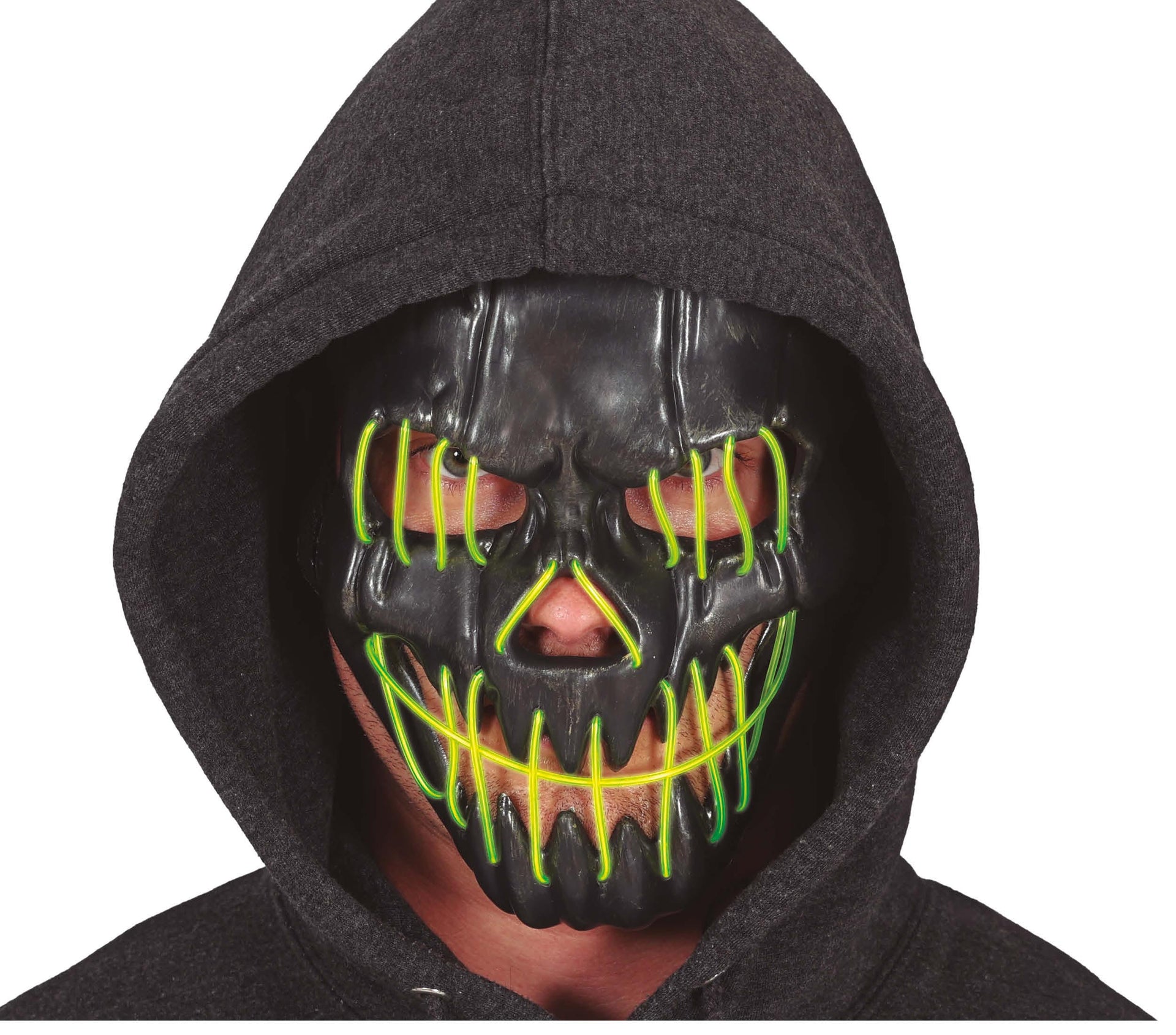 BLACK SMILING MASK WITH LIGHT, PVC