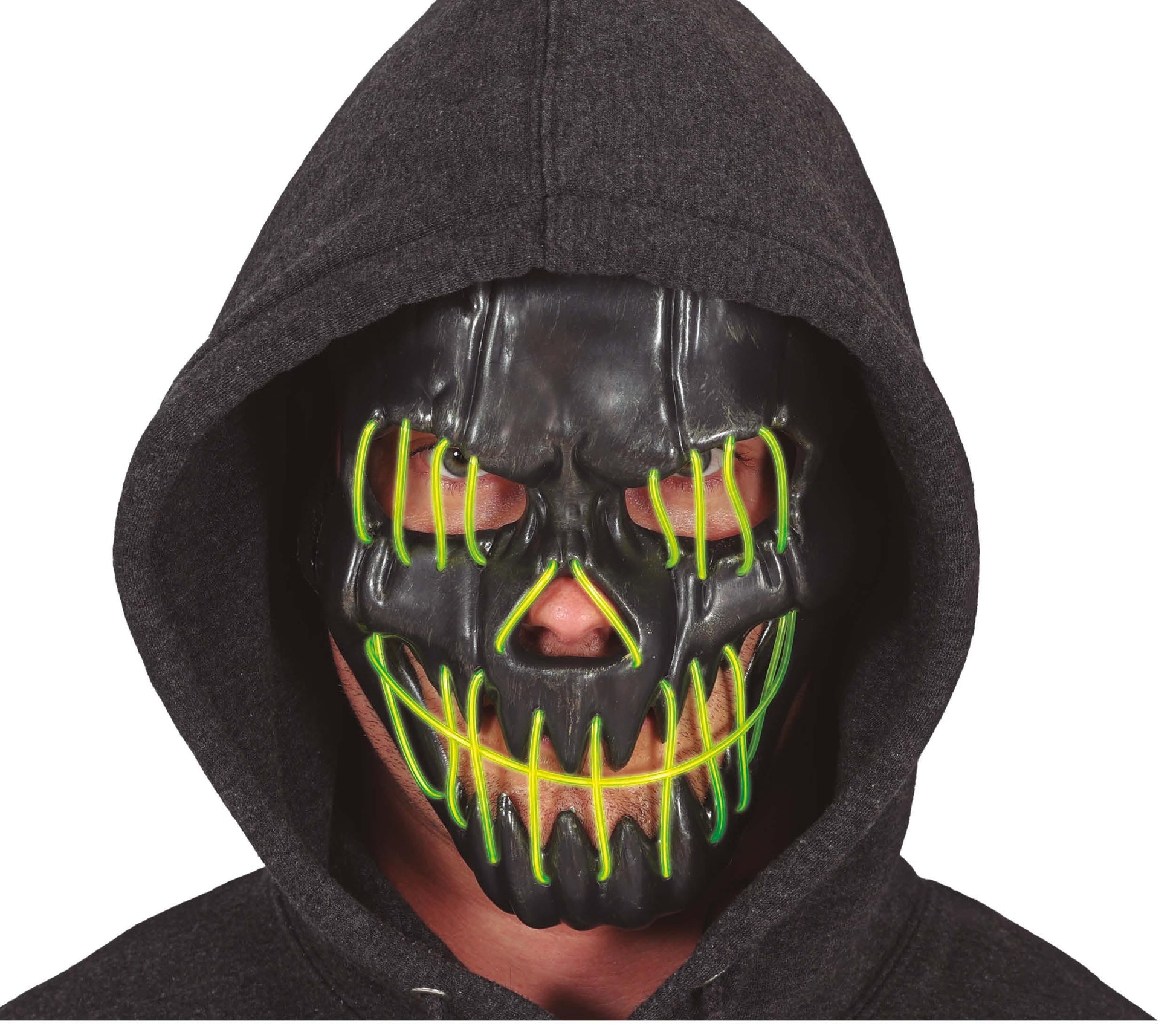 BLACK SMILING MASK WITH LIGHT, PVC