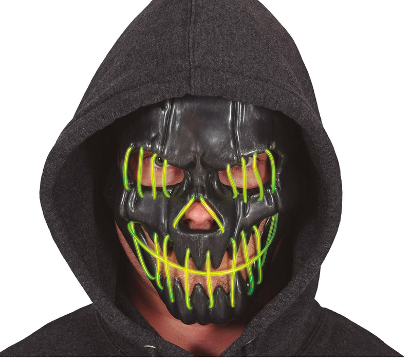 BLACK SMILING MASK WITH LIGHT, PVC