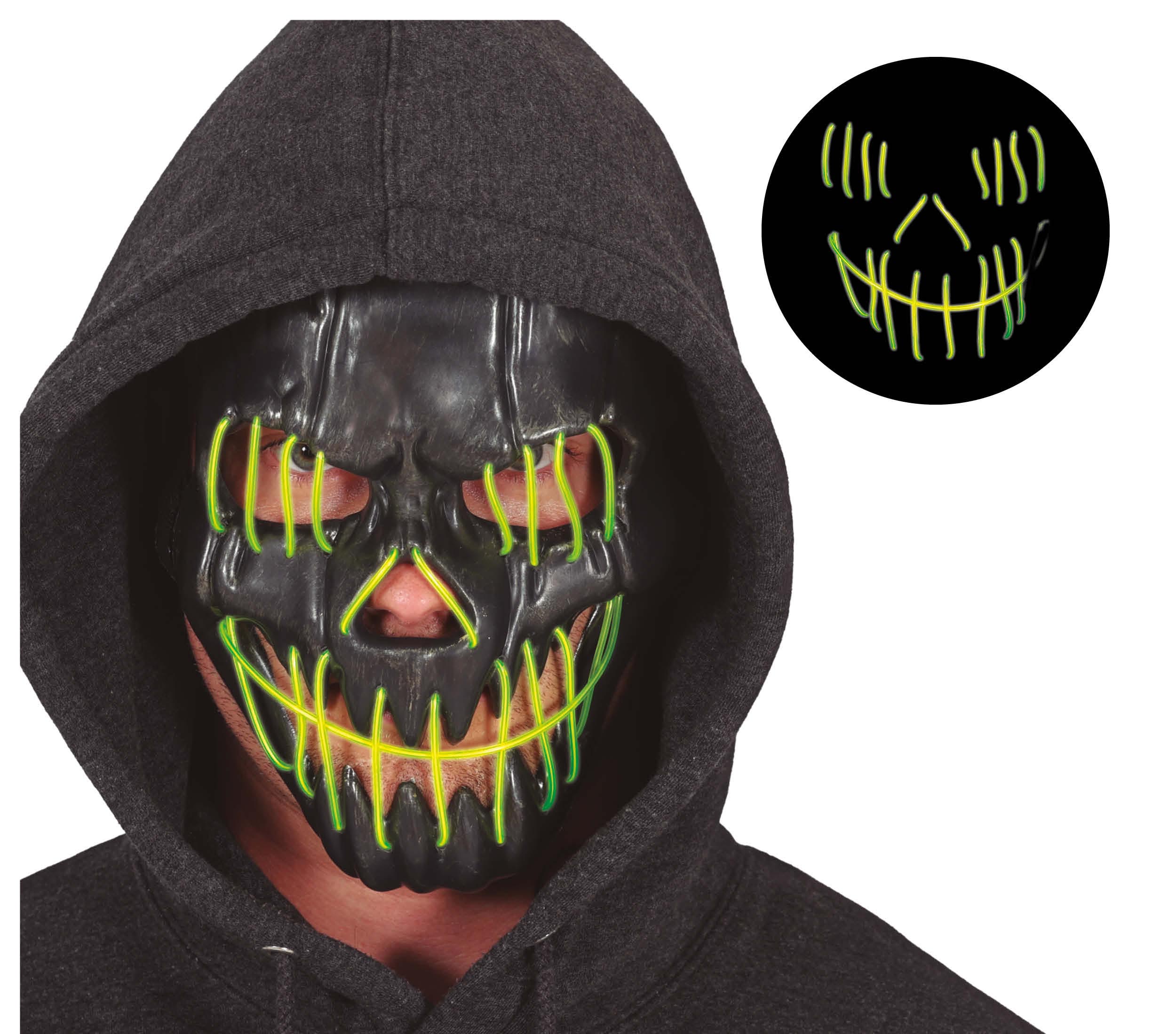 BLACK SMILING MASK WITH LIGHT, PVC