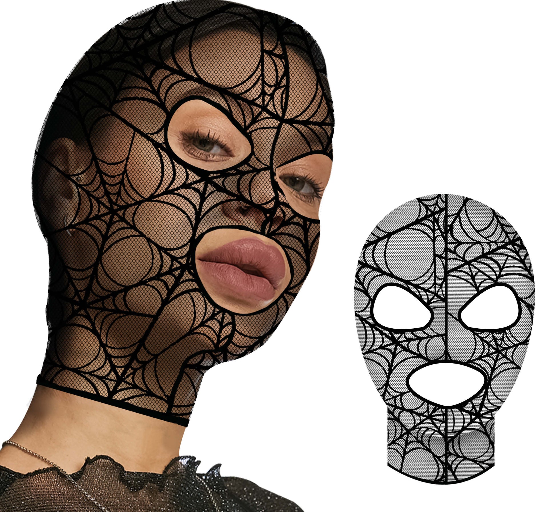 LACE FABRIC COBWEB HOOD