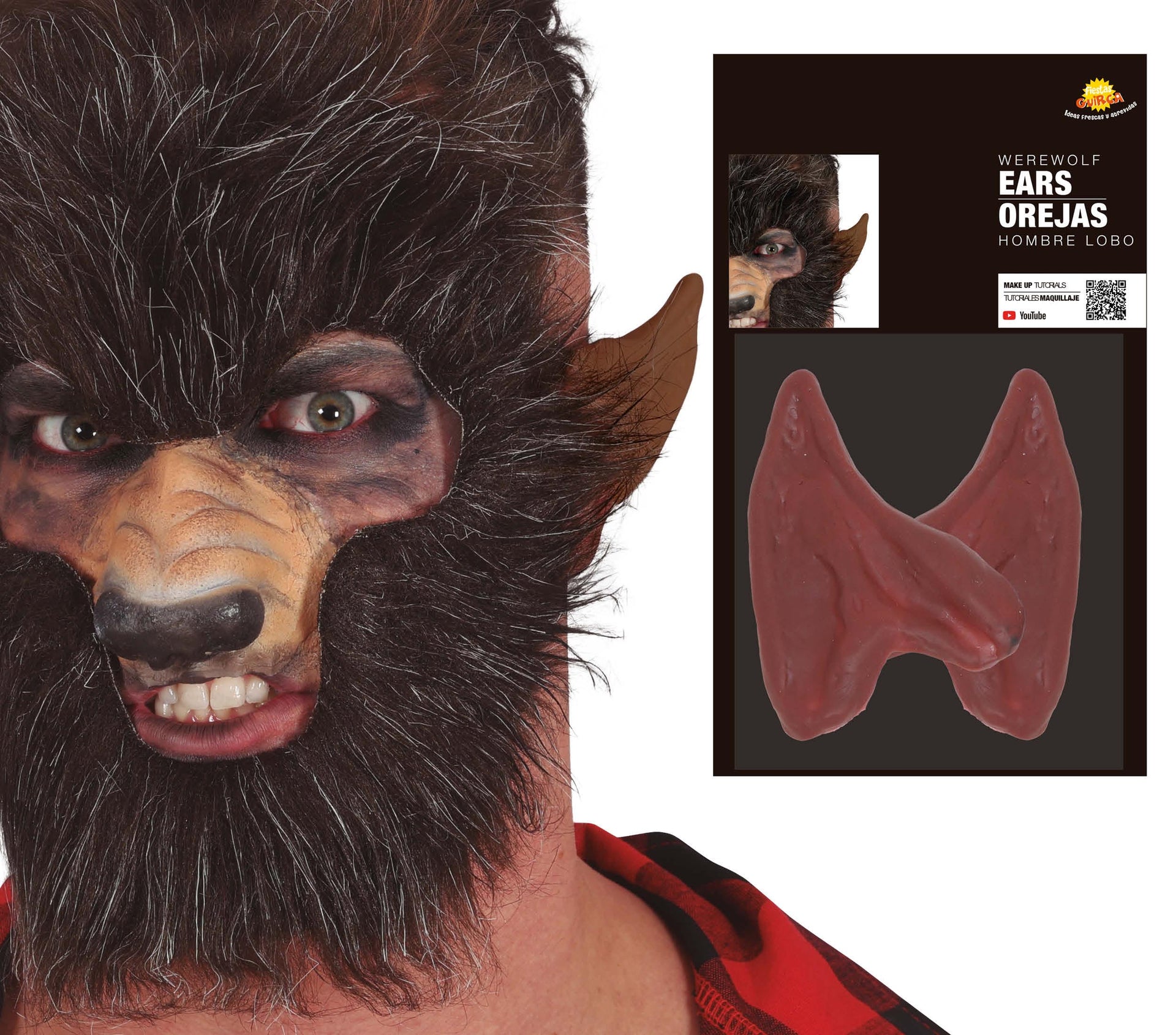 BROWN WEREWOLF EARS LATEX