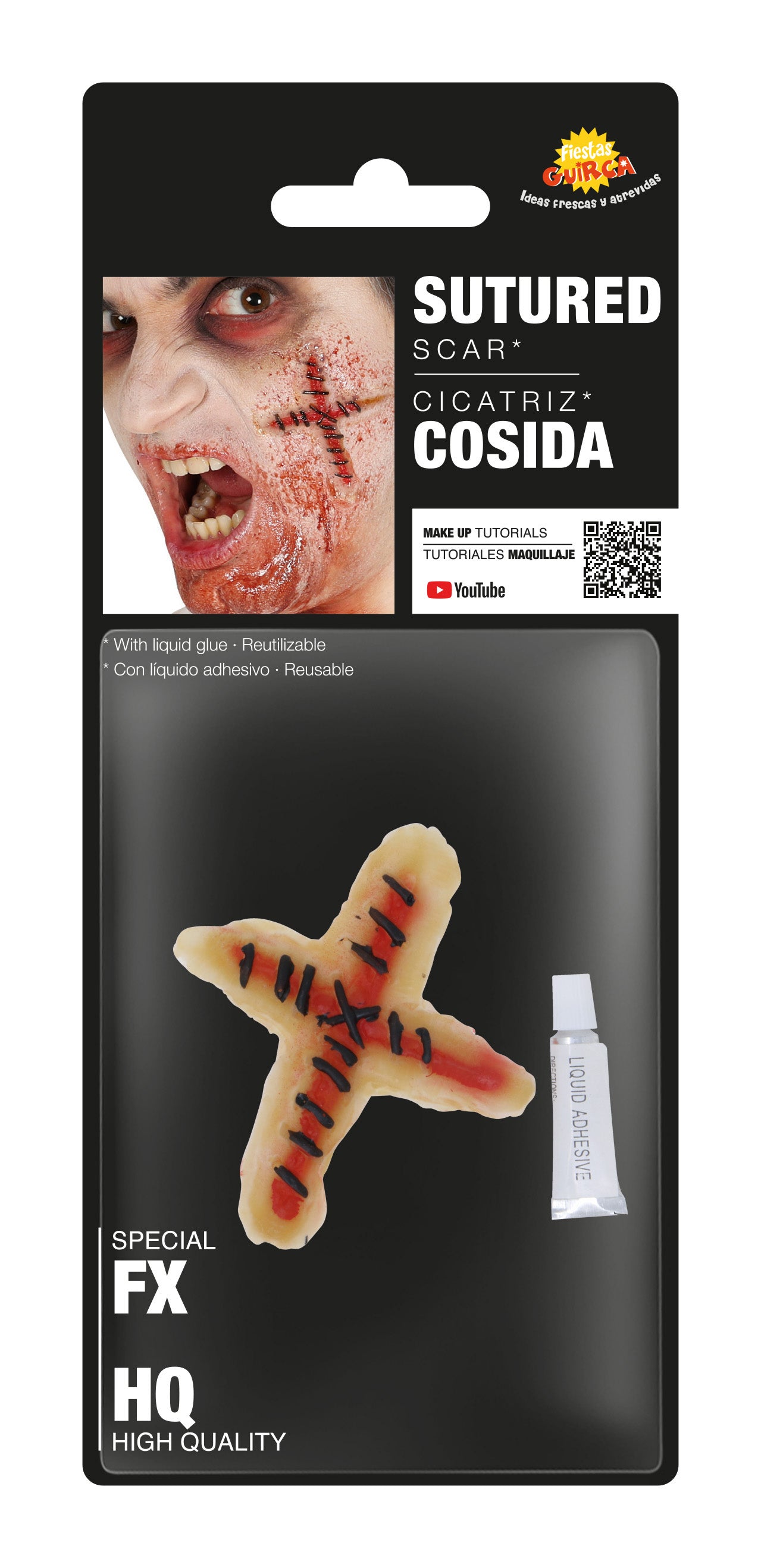 SEAMED CROSS SCAR LATEX WITH LIQUID GLUE