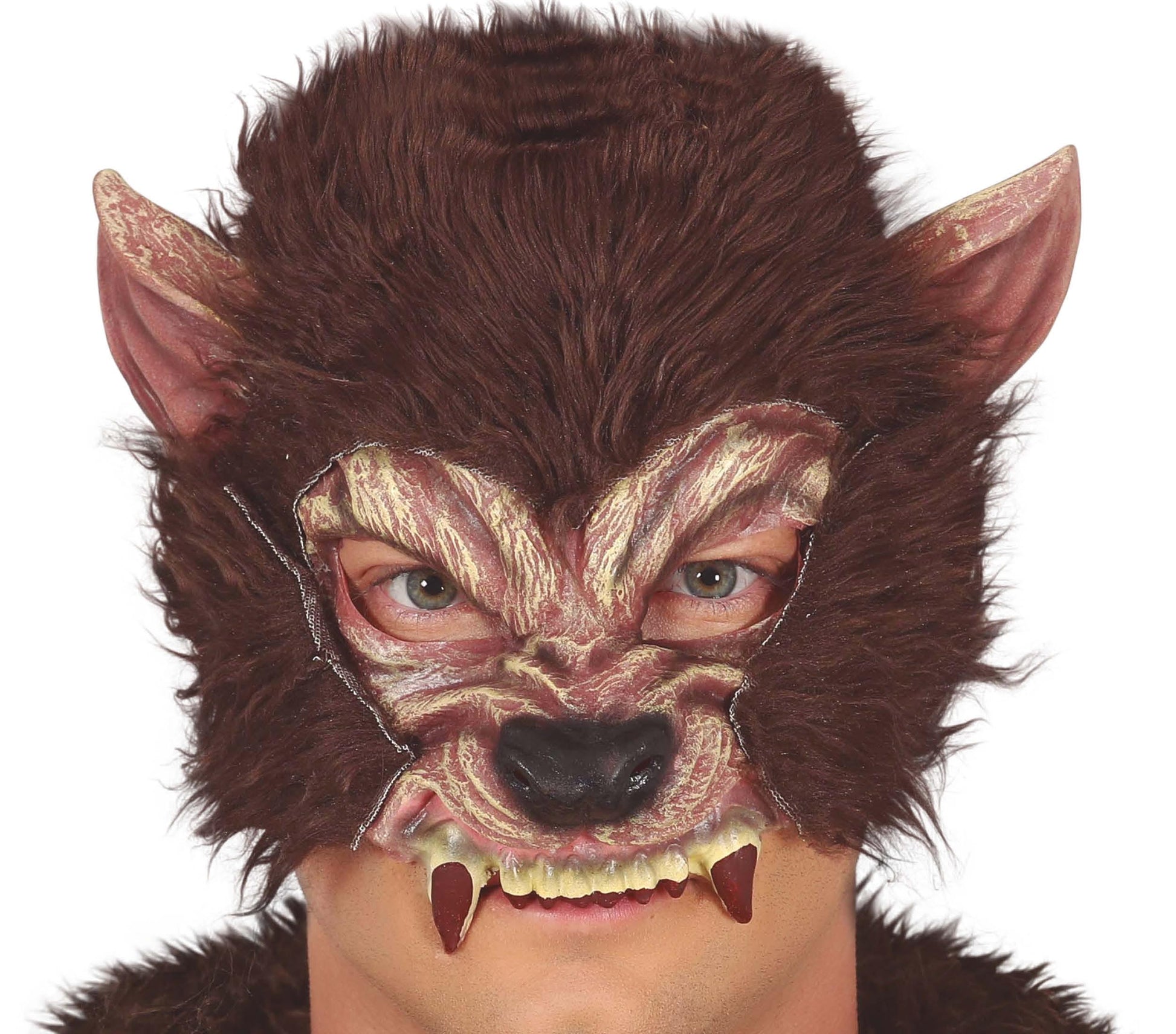 HALF MASK WOLF WITH HAIR, LATEX
