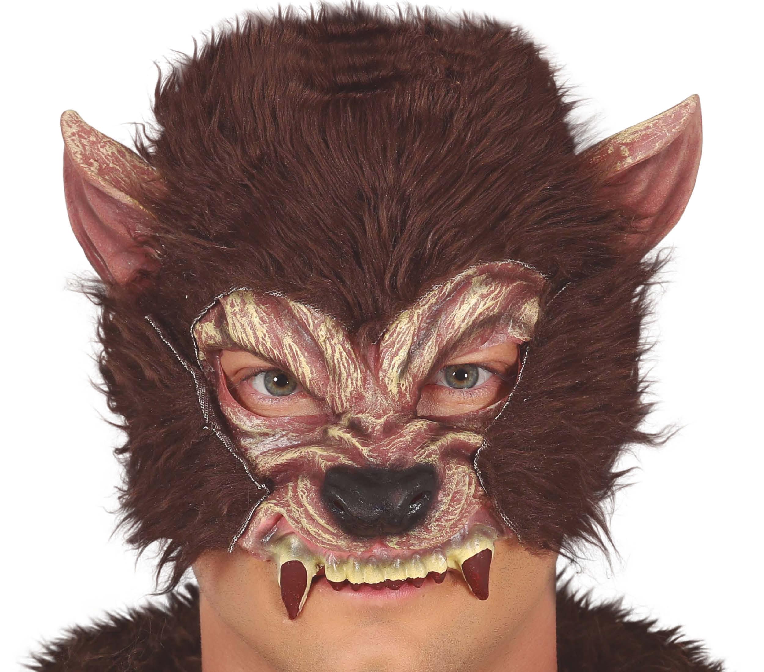 HALF MASK WOLF WITH HAIR, LATEX