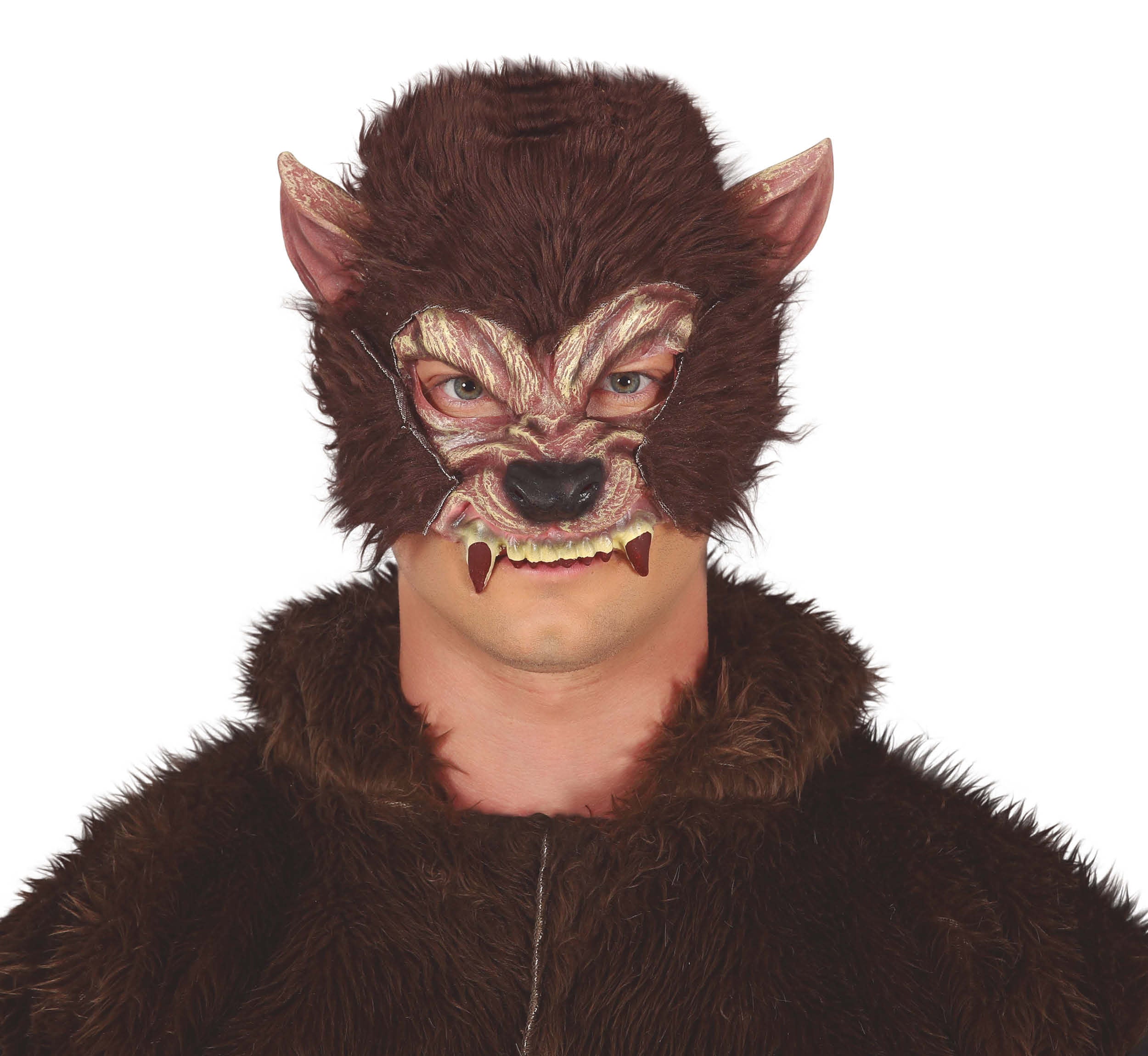 HALF MASK WOLF WITH HAIR, LATEX