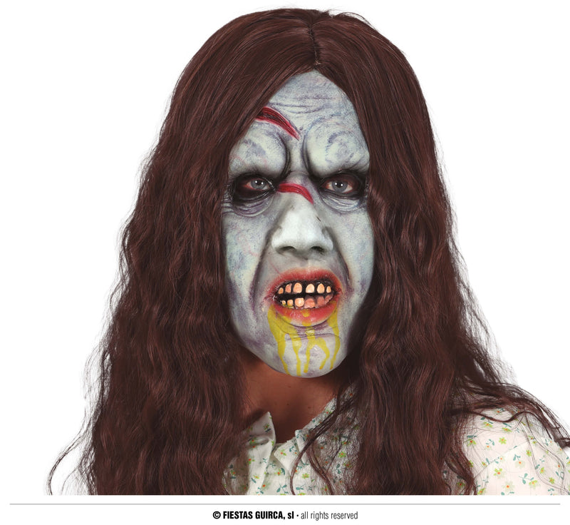 GIRL POSSESSED LATEX MASK WITH HAIR