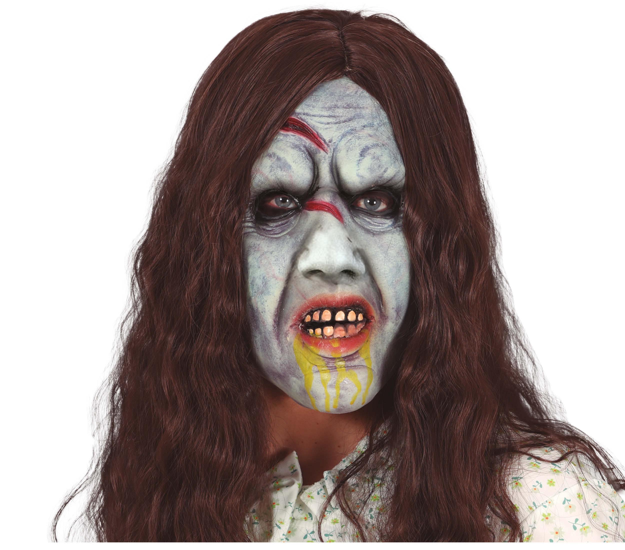 GIRL POSSESSED LATEX MASK WITH HAIR
