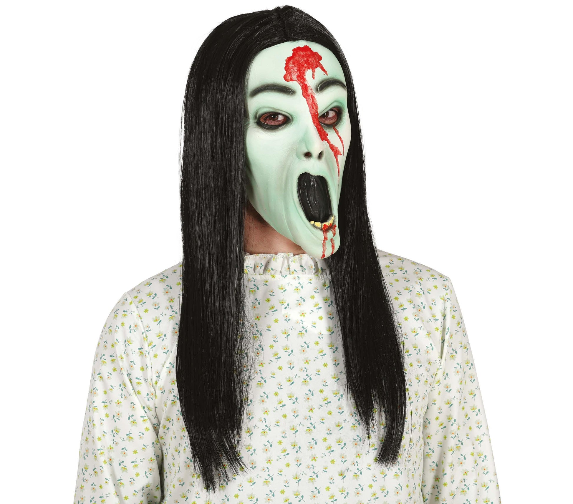 GIRL GHOST MASK WITH HAIR, LATEX
