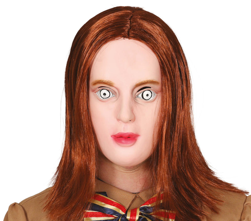 KILLER DOLL MASK WITH HAIR LATEX