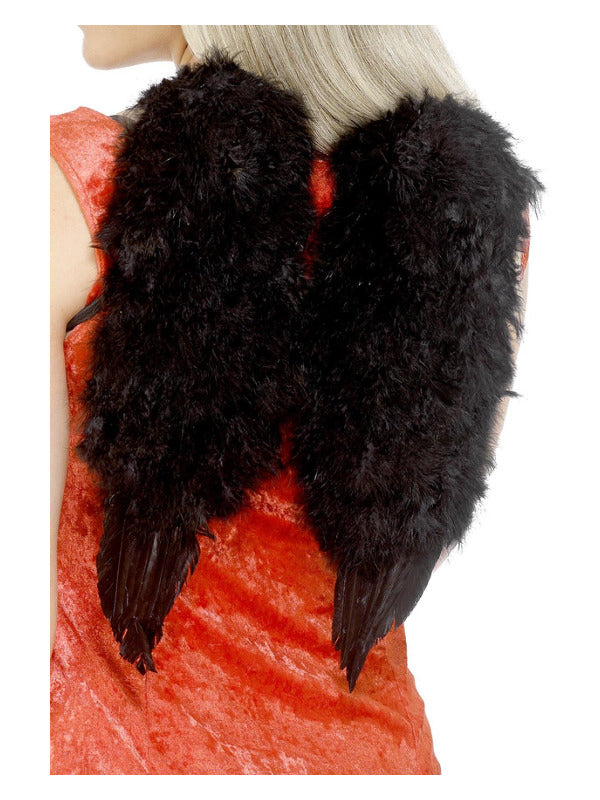 Angel Wings, Feathered, Black - 2