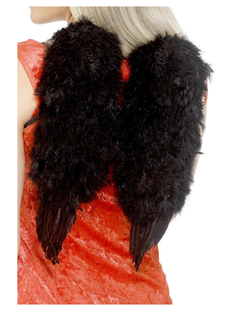 Angel Wings, Feathered, Black - 1