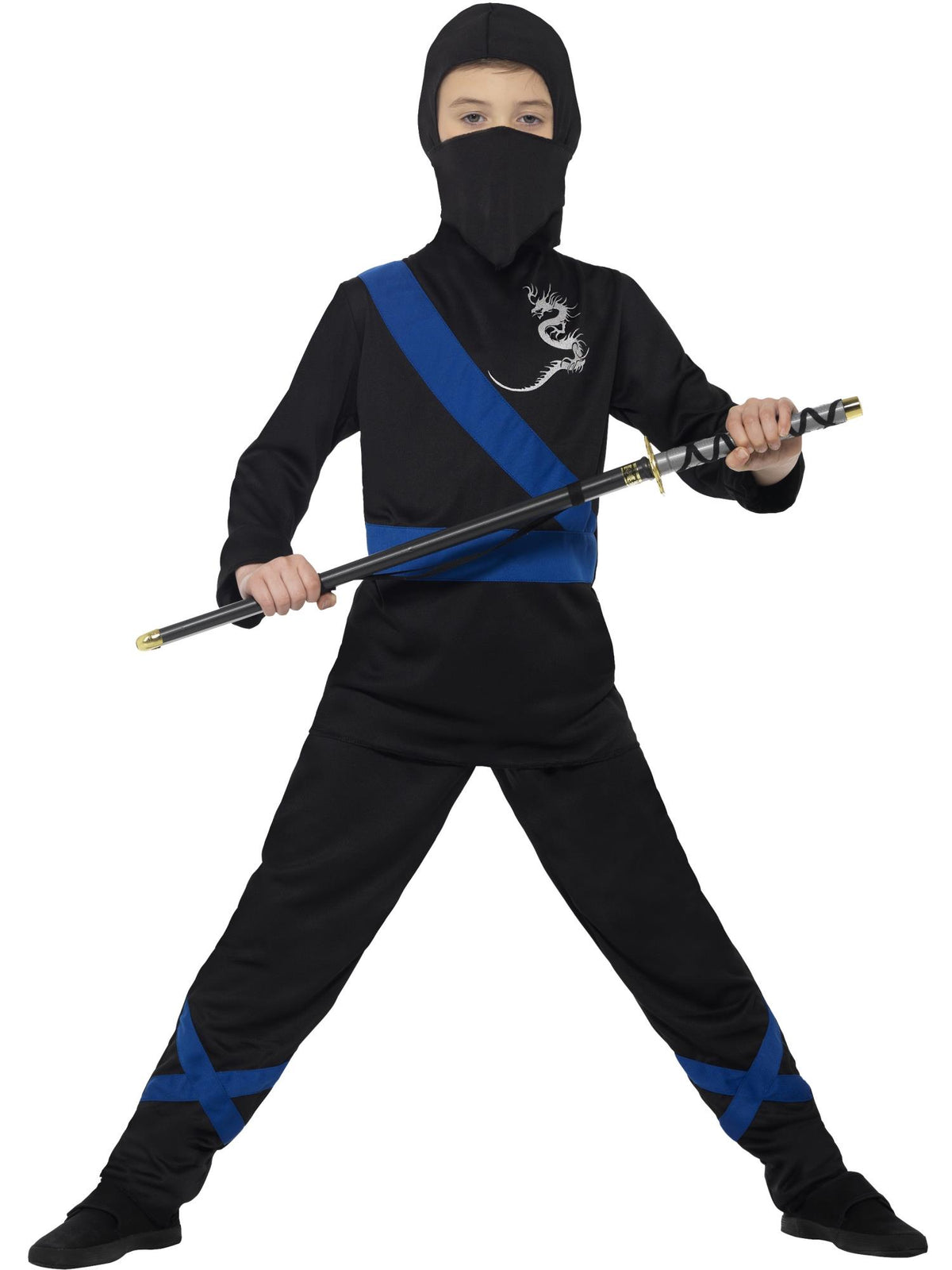 Ninja Assassin Costume, Black & Blue 1