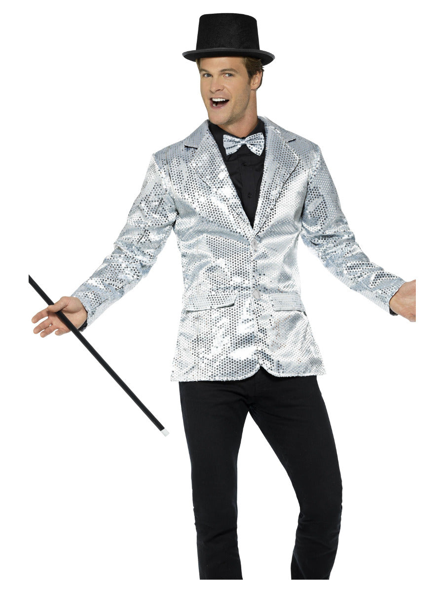 Sequin Jacket, Mens, Silver - 1