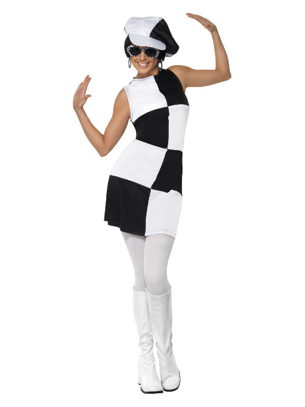 60s Party Girl Costume, Black & White - 2
