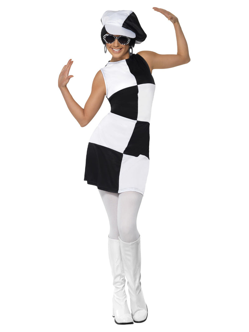 60s Party Girl Costume, Black & White - 1