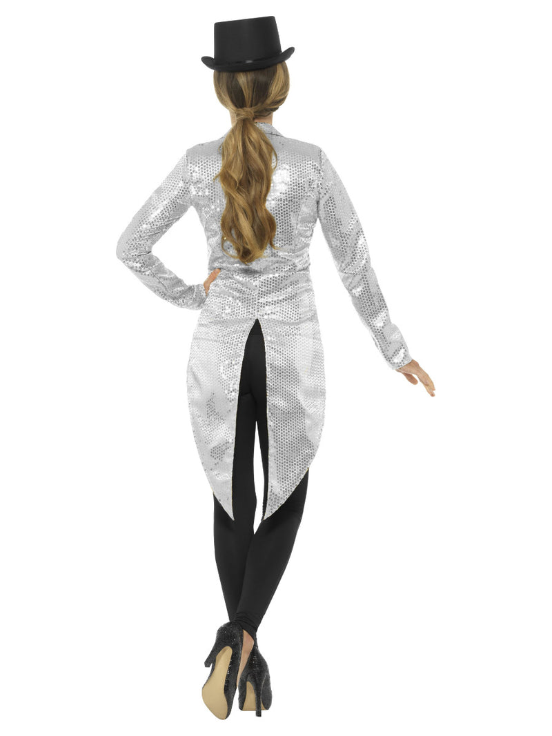 Sequin Tailcoat Jacket, Ladies, Silver - 3