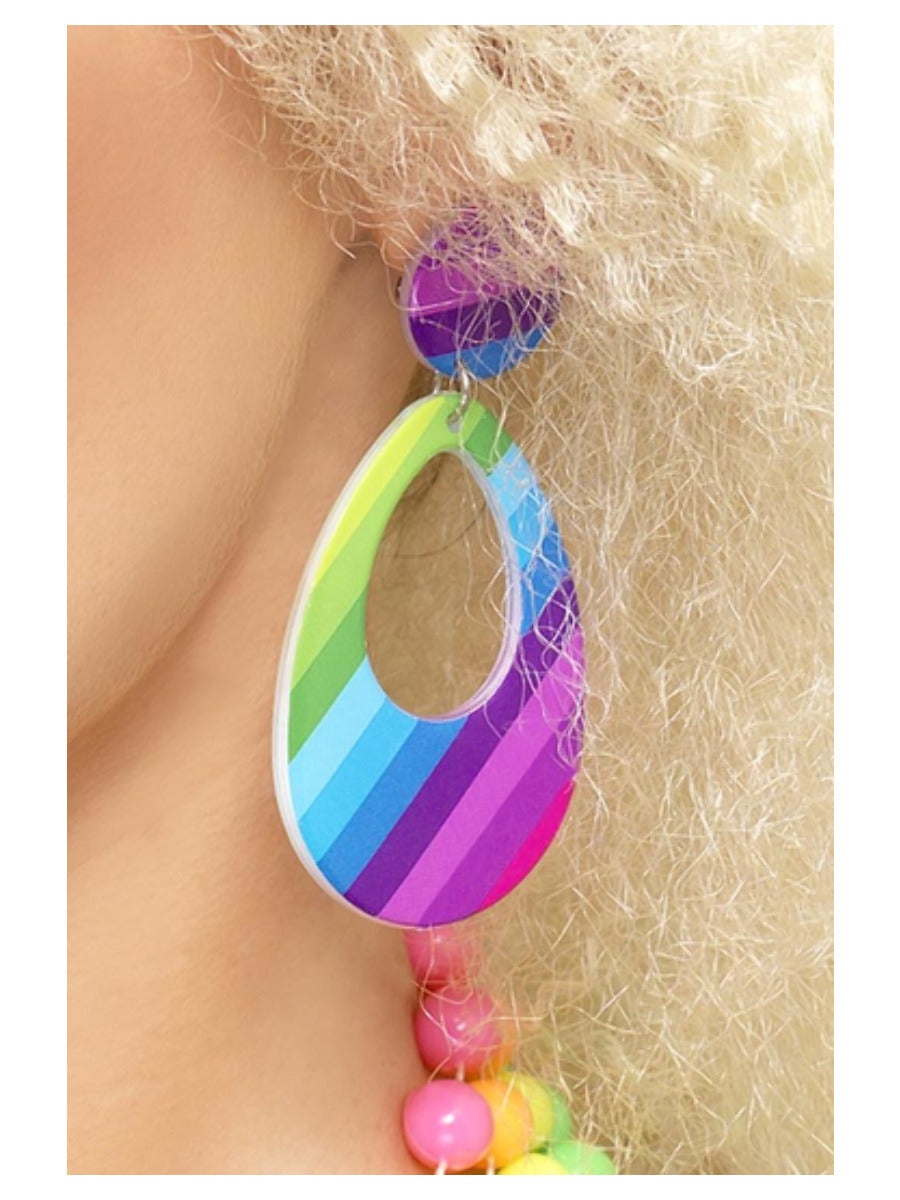 Teardrop Earrings, Neon Multi-Coloured - 1
