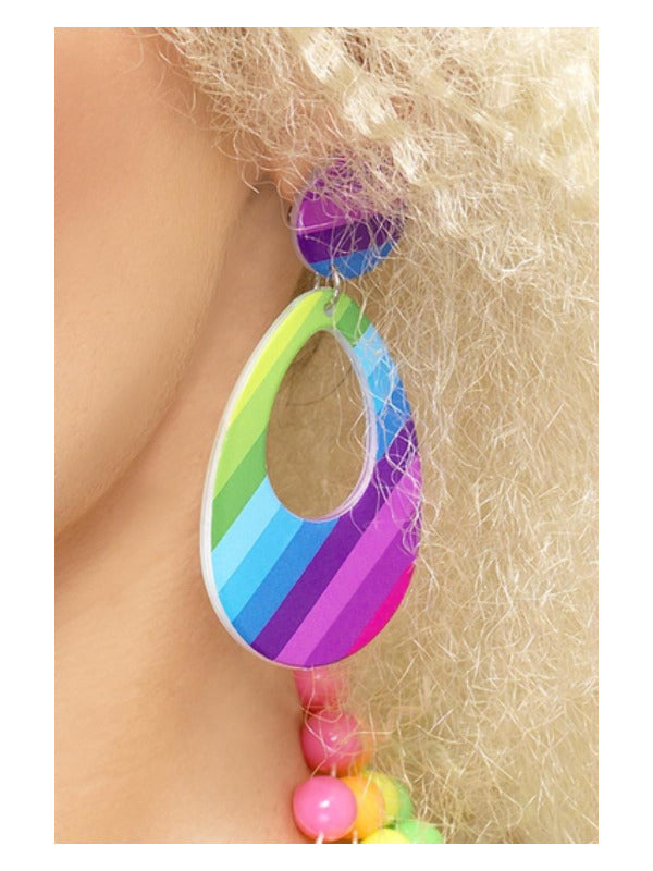 Teardrop Earrings, Neon Multi-Coloured - 2