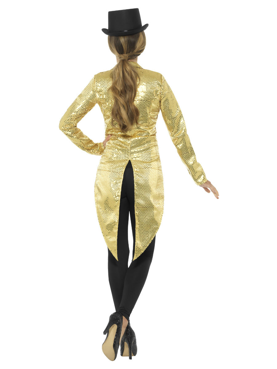 Sequin Tailcoat Jacket, Ladies, Gold - 3