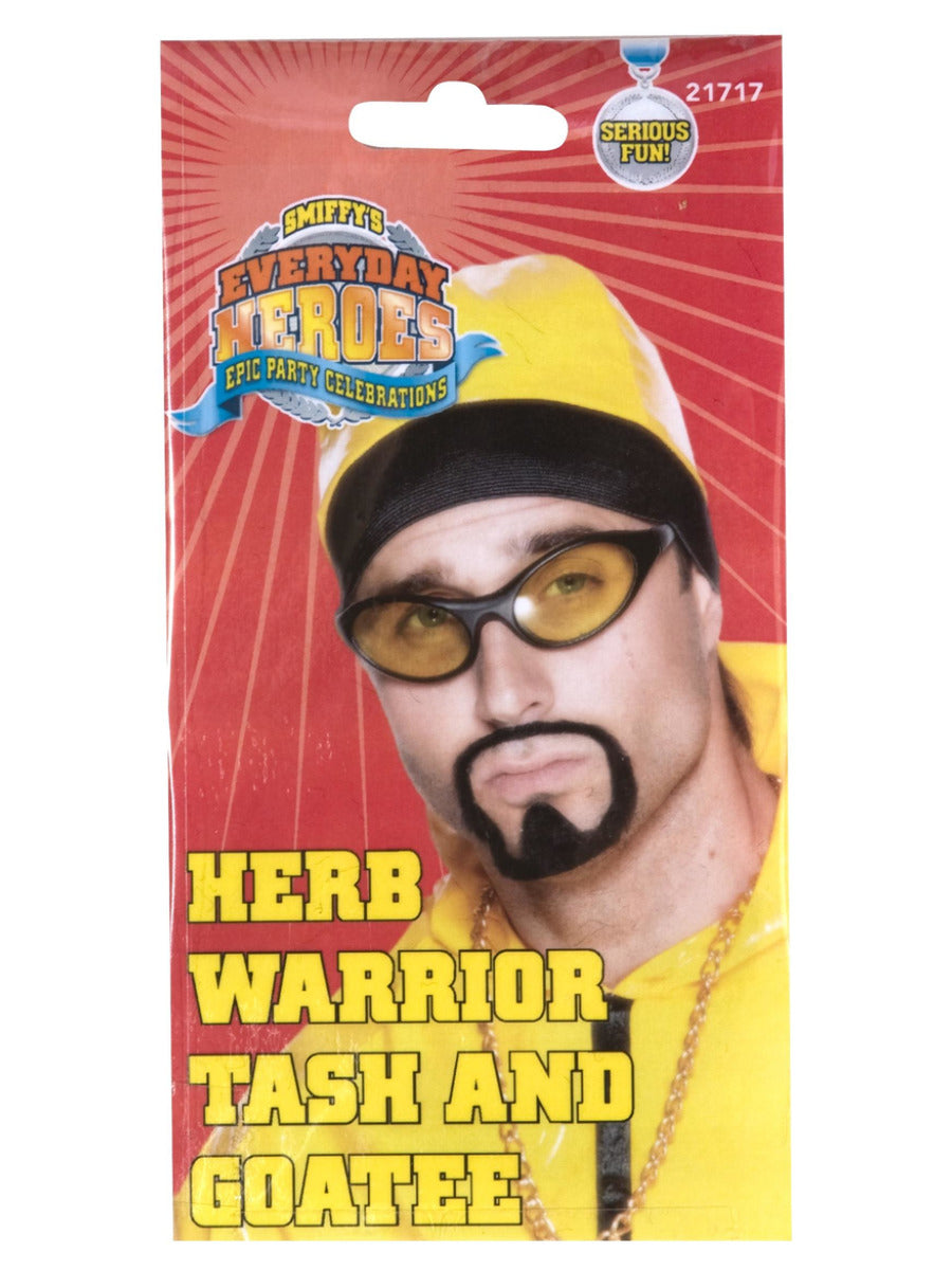 Herb Warrior Tash & Goatee Beard Set, Black - 3