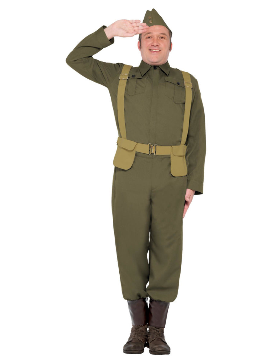 WW2 Home Guard Private Costume, Green - 1